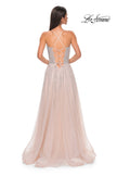 Picture of: Prom Gown with Rhinestone Tulle and Illusion Corset Bodice in Blush , Style 32725, Detail Picture 5
