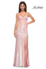 Picture of: Stunning Metallic Pastel Prom Dress with Intricate Ruched Corset Top in Blush , Style 32951, Detail Picture 5