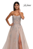Picture of: Tulle A-line Prom Dress with Gorgeous Rhinestone Lace Applique in Blush, Style: 33028, Detail Picture 7