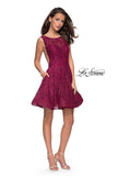 Picture of: Lace Short Dress with Rhinestones and Pockets in Boysenberry, Style: 26616, Detail Picture 5
