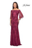 Picture of: Long Lace Gown with Off the Shoulder Flare Sleeves in Boysenberry, Style: 25317, Main Picture