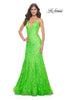 Picture of: Neon Long Mermaid Lace Dress with Back Rhinestone Detail in Bright Green, Style: 32314, Detail Picture 1