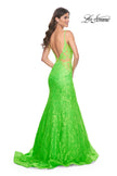 Picture of: Neon Long Mermaid Lace Dress with Back Rhinestone Detail in Bright Green, Style: 32314, Detail Picture 2