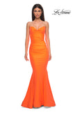 Picture of: Simple Jersey Mermaid Prom Dress with Sweetheart Neckline in Bright Orange, Style 32872, Detail Picture 7