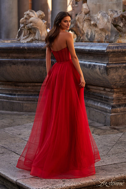Picture of: A-Line Tulle Dress with Satin Corset Bodice in Red, Style: 32424, Back Picture