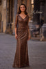 Picture of: Three-Quarter Sleeve Sequin Dress with Ruching, Style: 29195, Main Picture
