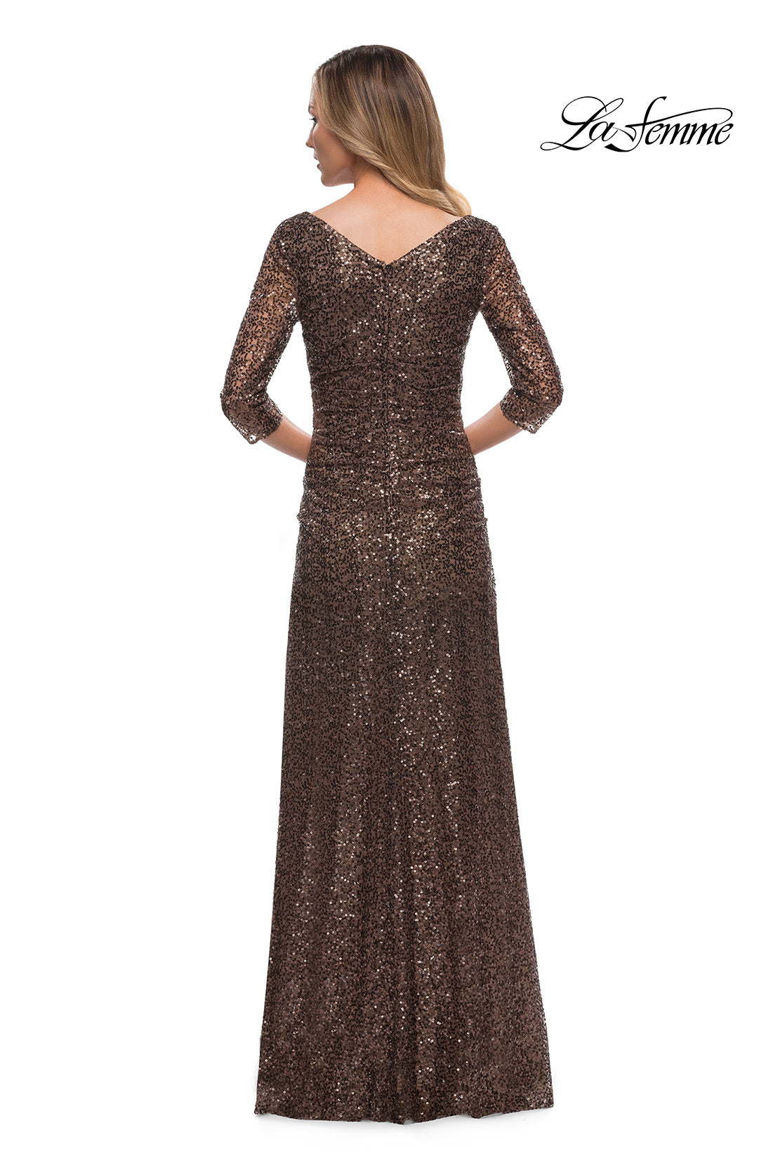 Picture of: Three-Quarter Sleeve Sequin Dress with Ruching, Style: 29195, Detail Picture 4