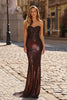 Picture of: Metallic Lace Evening Gown with Embroidered Bodice in Bronze, Style: 33466, Main Picture