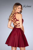 Picture of: Short Two Piece Homecoming Dress with Lace Up Back in Burgundy, Style: 25114, Main Picture