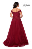 Picture of: Off The Shoulder Tulle Plus Size Gown with Lace in Burgundy, Style: 28950, Detail Picture 6