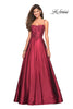 Picture of: Long Mikado Gown with Lace Bust and Open Back in Burgundy, Style: 27222, Main Picture