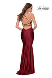Picture of: On Trend Jersey Long Dress with Ruching on Bodice in Burgundy, Style 29873, Detail Picture 11