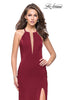 Picture of: Long Jersey Prom Dress with Beaded Strappy Open Back in Burgundy, Style: 25669, Detail Picture 2