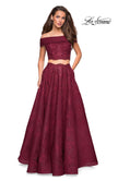Picture of: Two Piece Off the Shoulder Lace Prom Dress in Burgundy, Style: 27028, Detail Picture 2