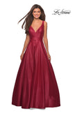 Picture of: Long Mikado Ball Gown with V Front and Back in Burgundy, Style: 27202, Detail Picture 3