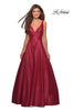 Picture of: Long Mikado Ball Gown with V Front and Back in Burgundy, Style: 27202, Detail Picture 3