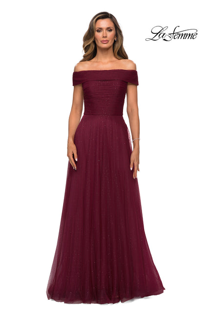 Picture of: Tulle Off the Shoudler A-line Dress with Rhinestones, Style: 28051, Detail Picture 6