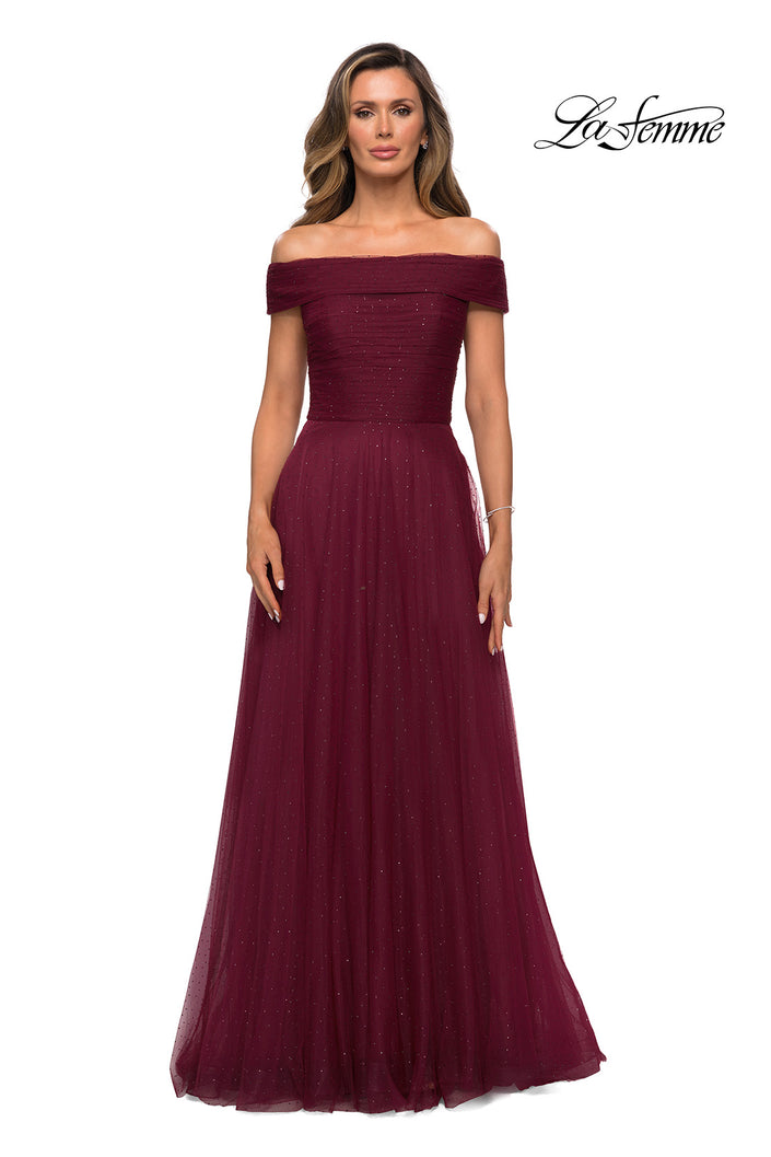 Picture of: Tulle Off the Shoudler A-line Dress with Rhinestones, Style: 28051, Detail Picture 6