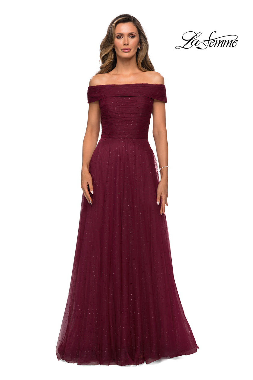 Picture of: Tulle Off the Shoudler A-line Dress with Rhinestones, Style: 28051, Detail Picture 6