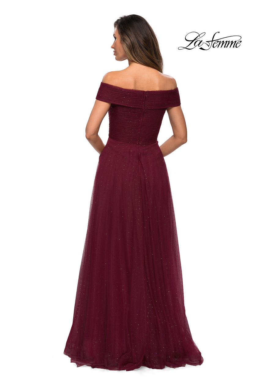 Picture of: Tulle Off the Shoudler A-line Dress with Rhinestones, Style: 28051, Detail Picture 7