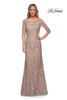 Picture of: Gorgeous Lace Long Gown with Three-Quarter Sleeves in Champagne, Main Picture