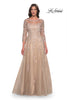 Picture of: A-Line Tulle and Lace Applique Gown with Lace Sleeves in Champagne, Style: 30859, Main Picture
