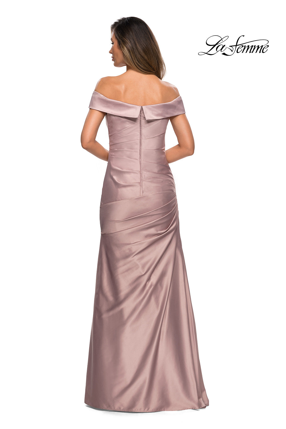 Picture of: Off the Shoulder Satin Evening Dress with Pleating, Style: 28103, Detail Picture 9