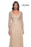 Picture of: Beaded Sequin Dress with Ruched Waist and V Neckline in Champagne, Style: 30911, Detail Picture 1