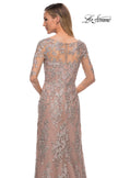Picture of: Gorgeous Lace Long Gown with Three-Quarter Sleeves in Champagne, Detail Picture 2