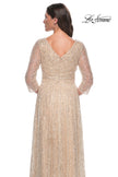 Picture of: Beaded Sequin Dress with Ruched Waist and V Neckline in Champagne, Style: 30911, Detail Picture 2