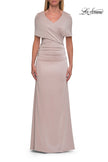 Picture of: Jersey Gown with Draped Bodice and Short Sleeves in Champagne, Style: 33157, Detail Picture 5