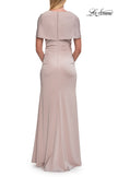 Picture of: Jersey Gown with Draped Bodice and Short Sleeves in Champagne, Style: 33157, Detail Picture 6