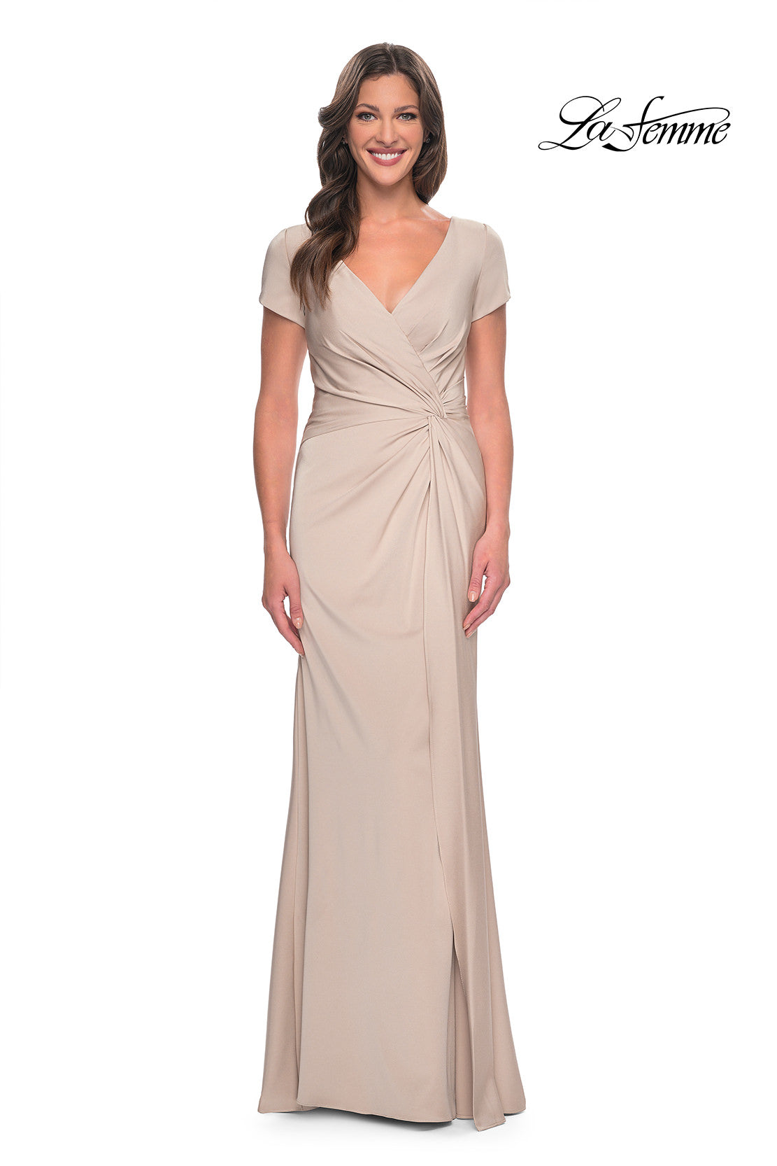 Picture of: Elegant Evening Gown with V Neck and Knot in Champagne, Style: 29926, Detail Picture 7