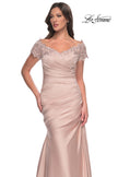 Picture of: Off the Shoulder Satin and Lace Mermaid Pleated Gown, Style: 30199, Detail Picture 12
