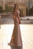 Picture of: Off the Shoulder Satin and Lace Mermaid Pleated Gown, Style: 30199, Back Picture