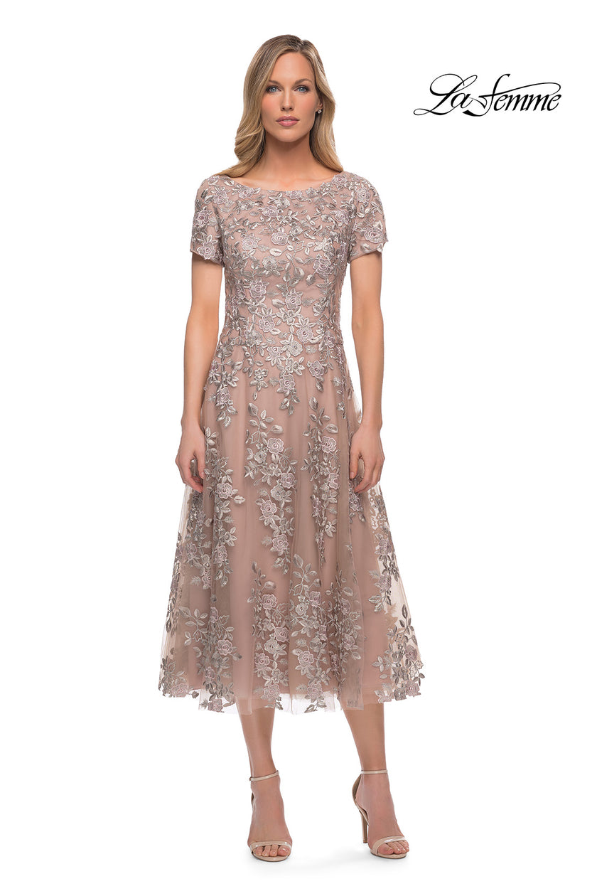 Picture of: Tea Length Mother of the Bride Dress with Short Sleeves, Style: 29830, Detail Picture 4