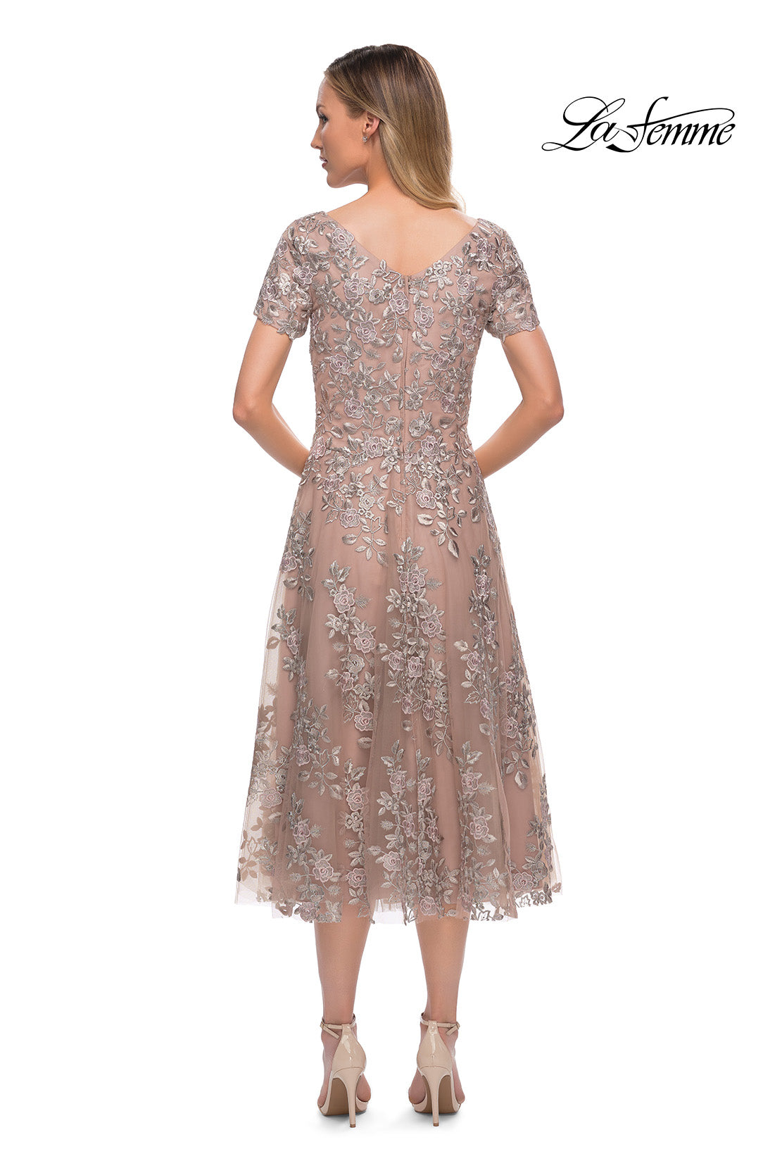 Picture of: Tea Length Mother of the Bride Dress with Short Sleeves, Style: 29830, Detail Picture 5