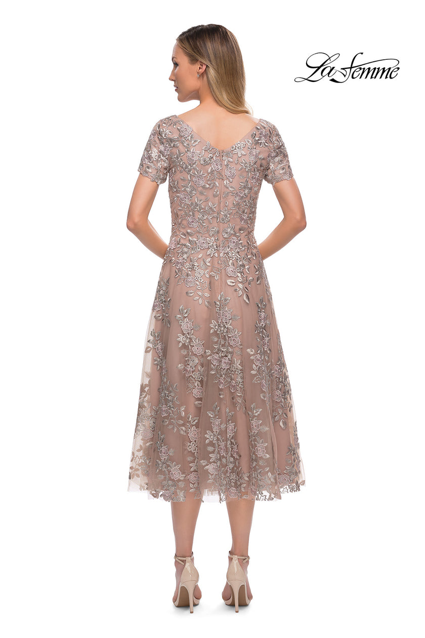 Picture of: Tea Length Mother of the Bride Dress with Short Sleeves, Style: 29830, Detail Picture 5