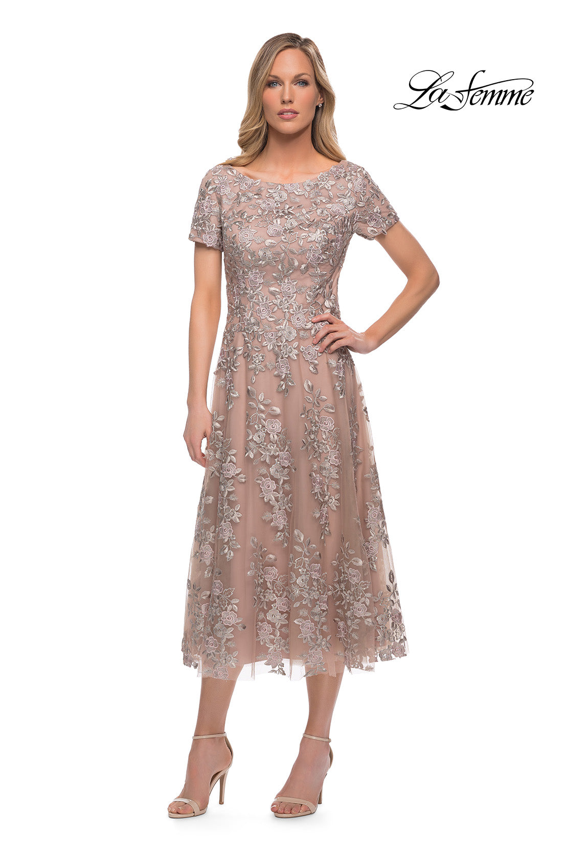 Picture of: Tea Length Mother of the Bride Dress with Short Sleeves, Style: 29830, Detail Picture 6
