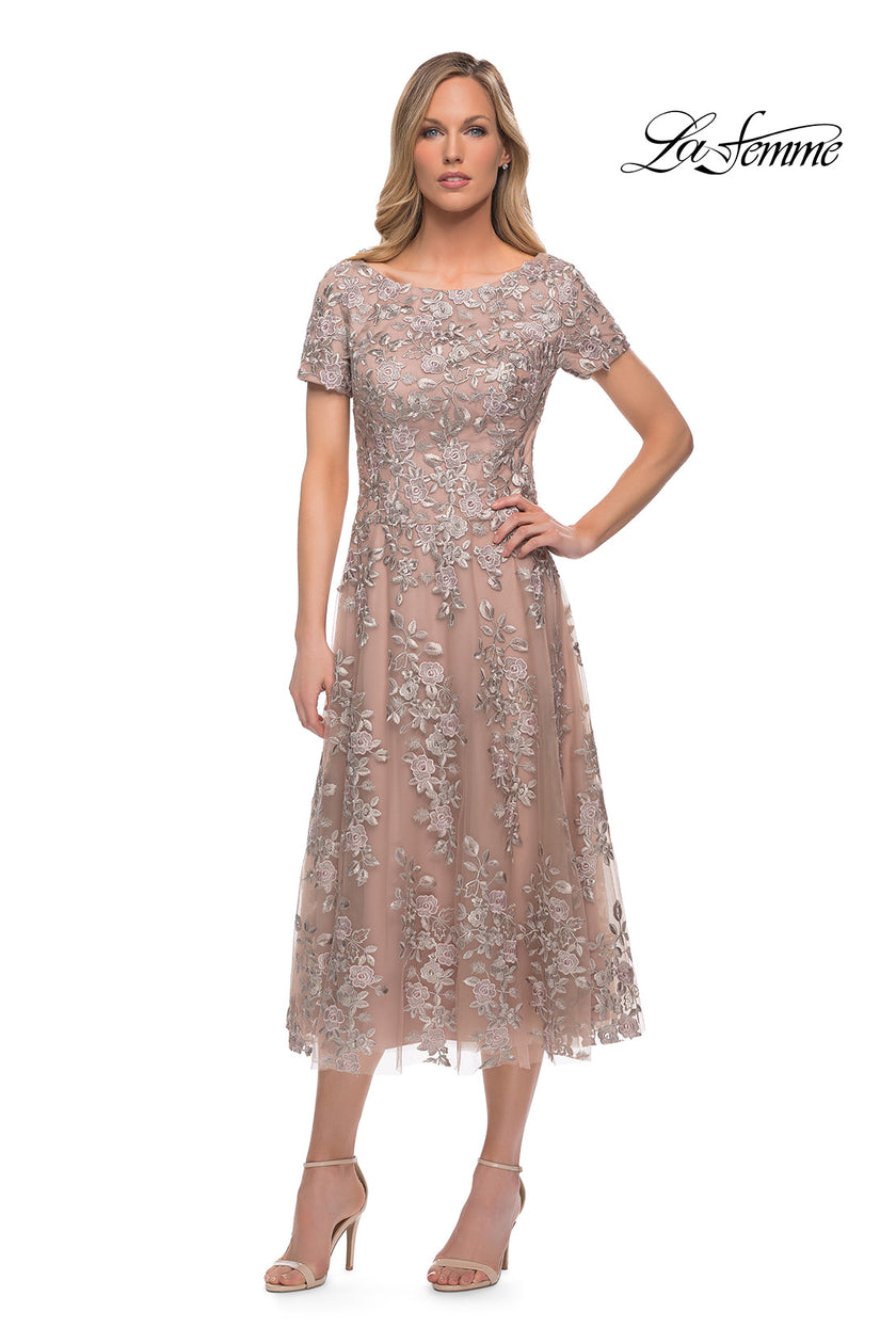 Picture of: Tea Length Mother of the Bride Dress with Short Sleeves, Style: 29830, Detail Picture 6