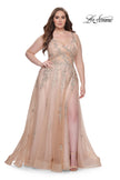 Picture of: Lace Embellished Tulle A-Line Dress with Illusion Back in Champagne, Style: 31383, Detail Picture 5