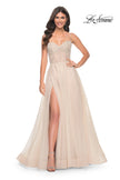 Picture of: A-Line Rhinestone and Lace Embellished Prom Dress in Nude, Style: 32271, Main Picture