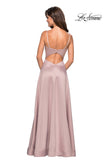 Picture of: Floor Length Prom Dress with Beaded Bust Detail in Champagne, Style: 27293, Back Picture