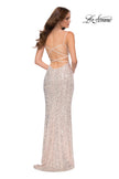 Picture of: Gorgeous Sequin Dress with V Neck and Open Back in Champagne, Style 29872, Back Picture