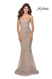 Picture of: Sequin Mermaid Prom Dress with Strappy Back in Champagne, Style: 28519, Detail Picture 1