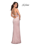 Picture of: Fitted Jersey Dress with Banded Waist and Beads in Champagne, Style: 27274, Detail Picture 3
