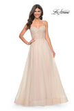 Picture of: A-Line Rhinestone and Lace Embellished Prom Dress in Nude, Style: 32271, Detail Picture 3
