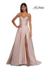 Picture of: Mikado A-line Gown with Lace Detail Neckline in Champagne, Style: 32878, Detail Picture 5