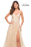 Picture of: Gorgeous Lace and Tulle Ball Gown with High Slit in Champagne, Style: 30591, Detail Picture 6