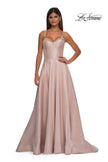 Picture of: Mikado A-line Gown with Lace Detail Neckline in Champagne, Style: 32878, Detail Picture 7